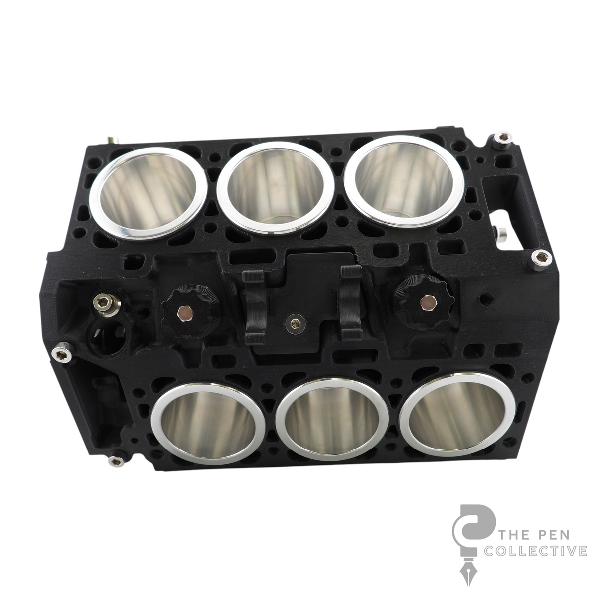V6 Engine Block Inspired Pen Stand, Black or Silver