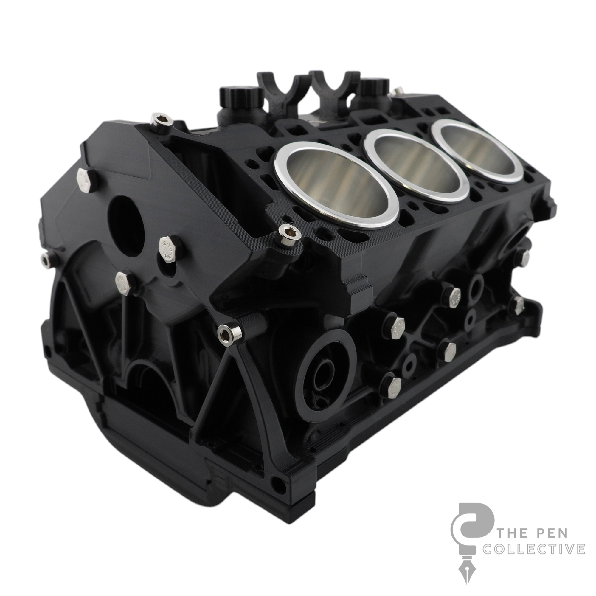 V6 Engine Block Inspired Pen Stand, Black or Silver