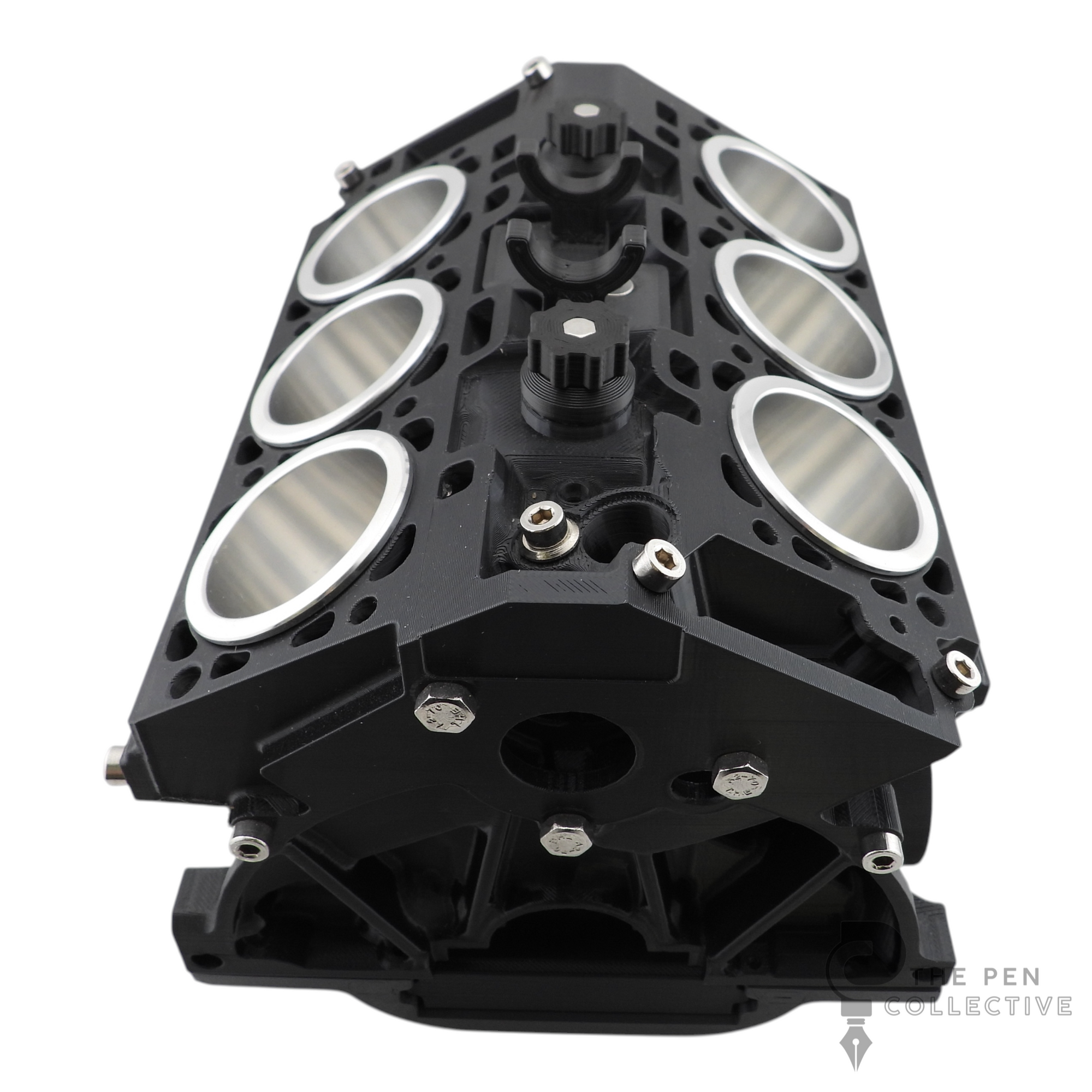 V6 Engine Block Inspired Pen Stand, Black or Silver