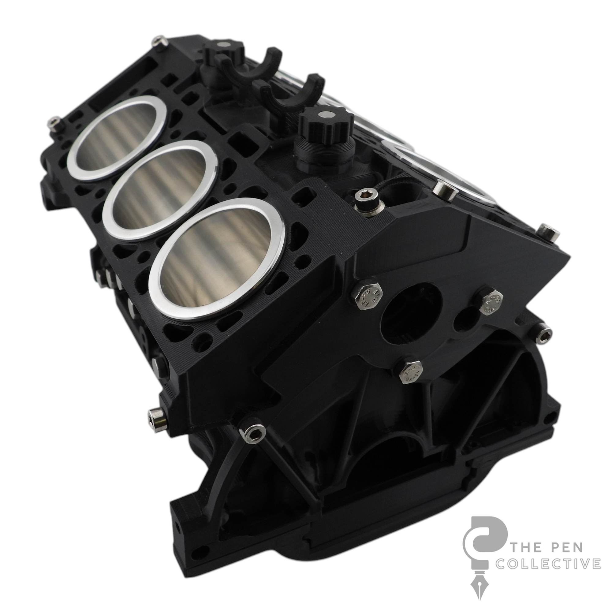 V6 Engine Block Inspired Pen Stand, Black or Silver