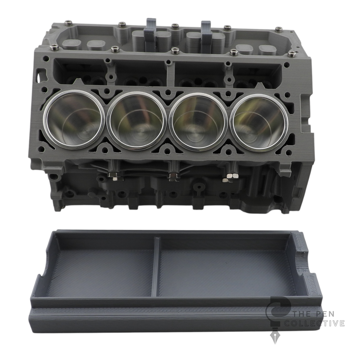 V8 Engine Block Inspired Pen Stand, Black or Silver