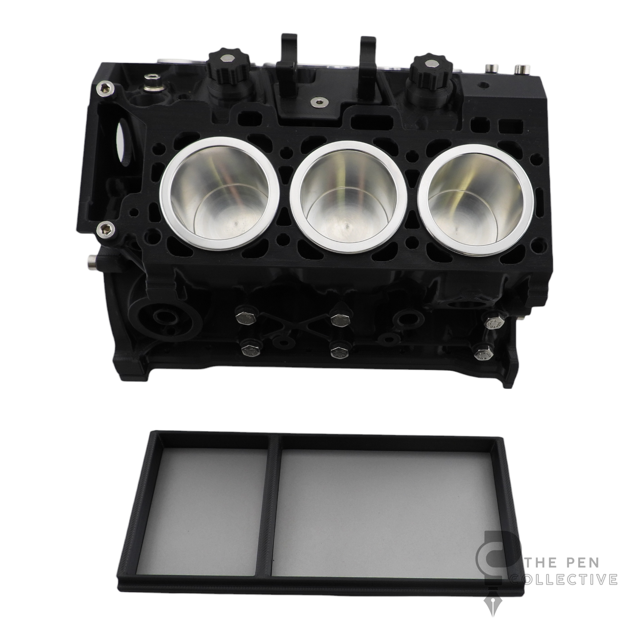 V6 Engine Block Inspired Pen Stand, Black or Silver