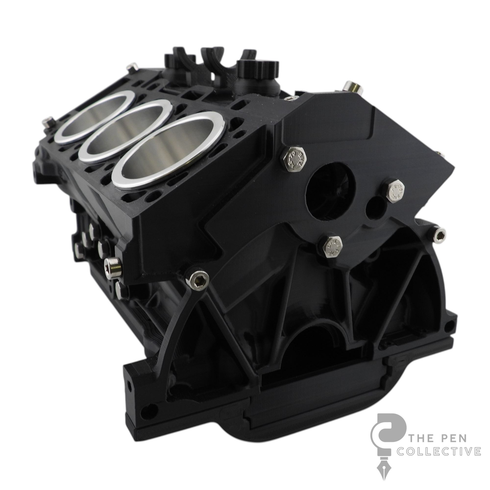 V6 Engine Block Inspired Pen Stand, Black or Silver