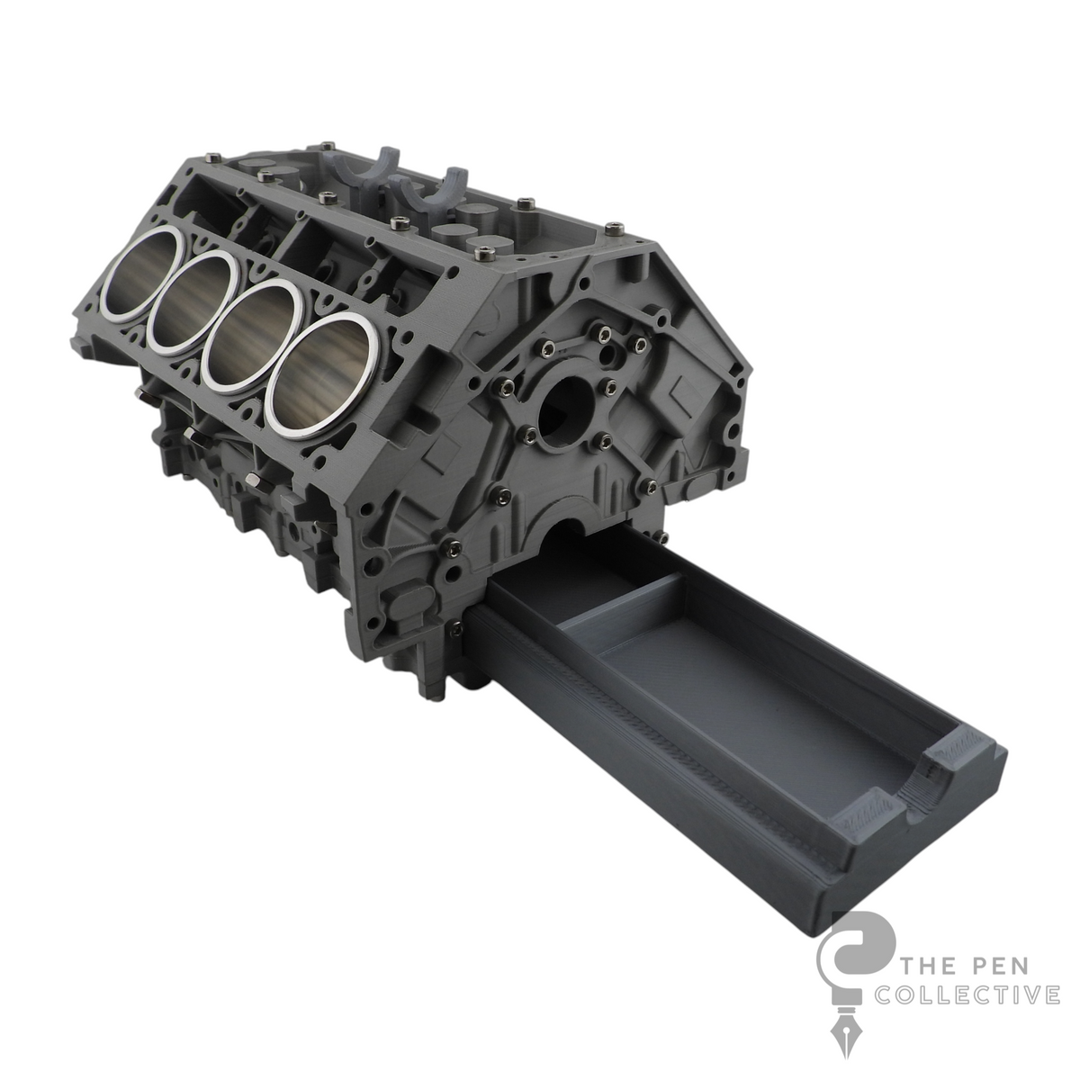 V8 Engine Block Inspired Pen Stand, Black or Silver