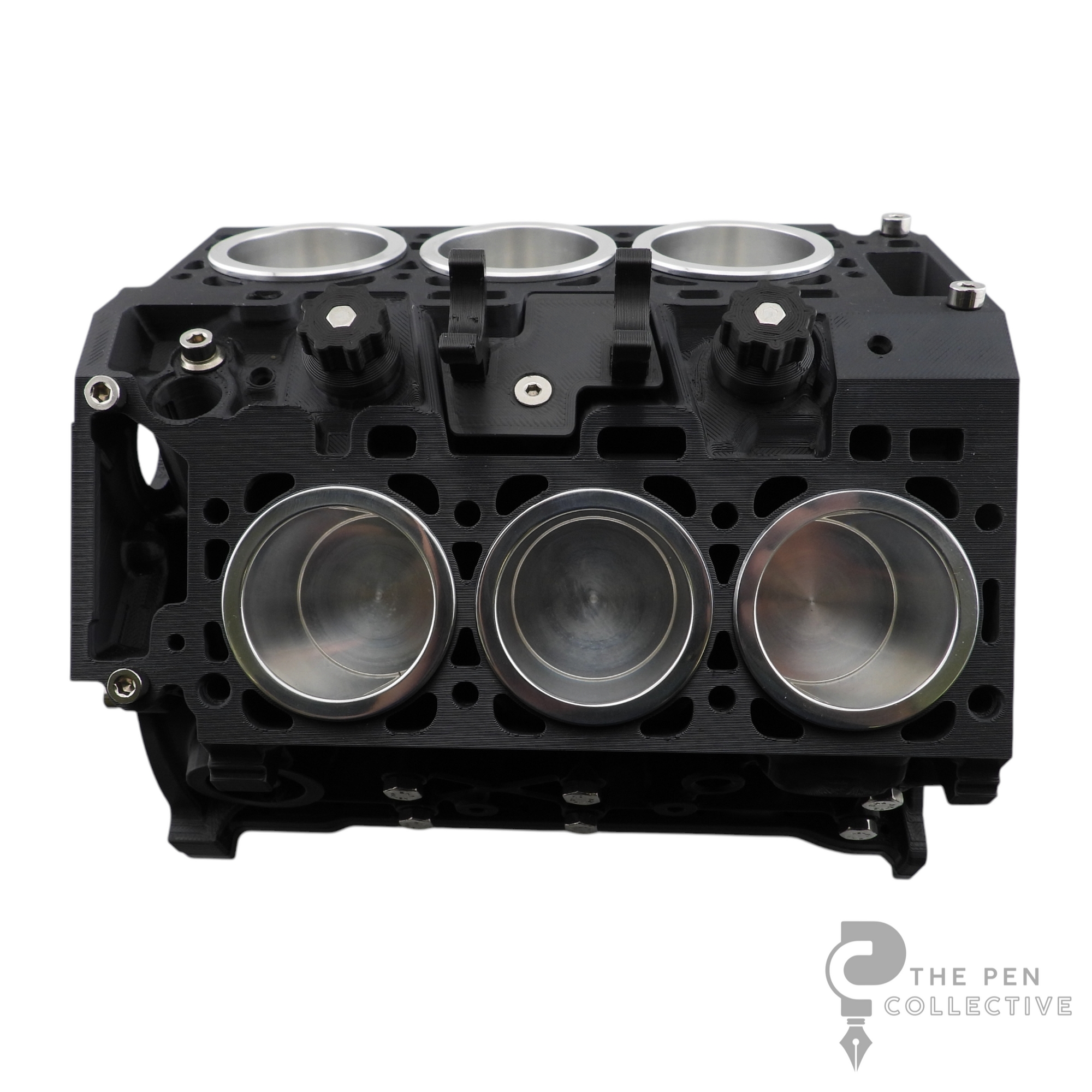 V6 Engine Block Inspired Pen Stand, Black or Silver