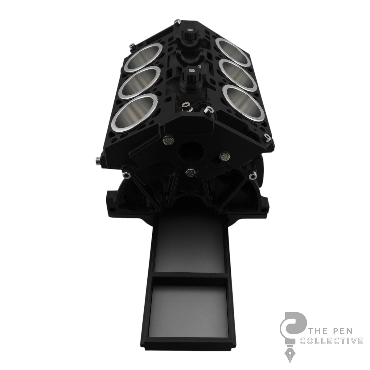 V6 Engine Block Inspired Pen Stand, Black or Silver