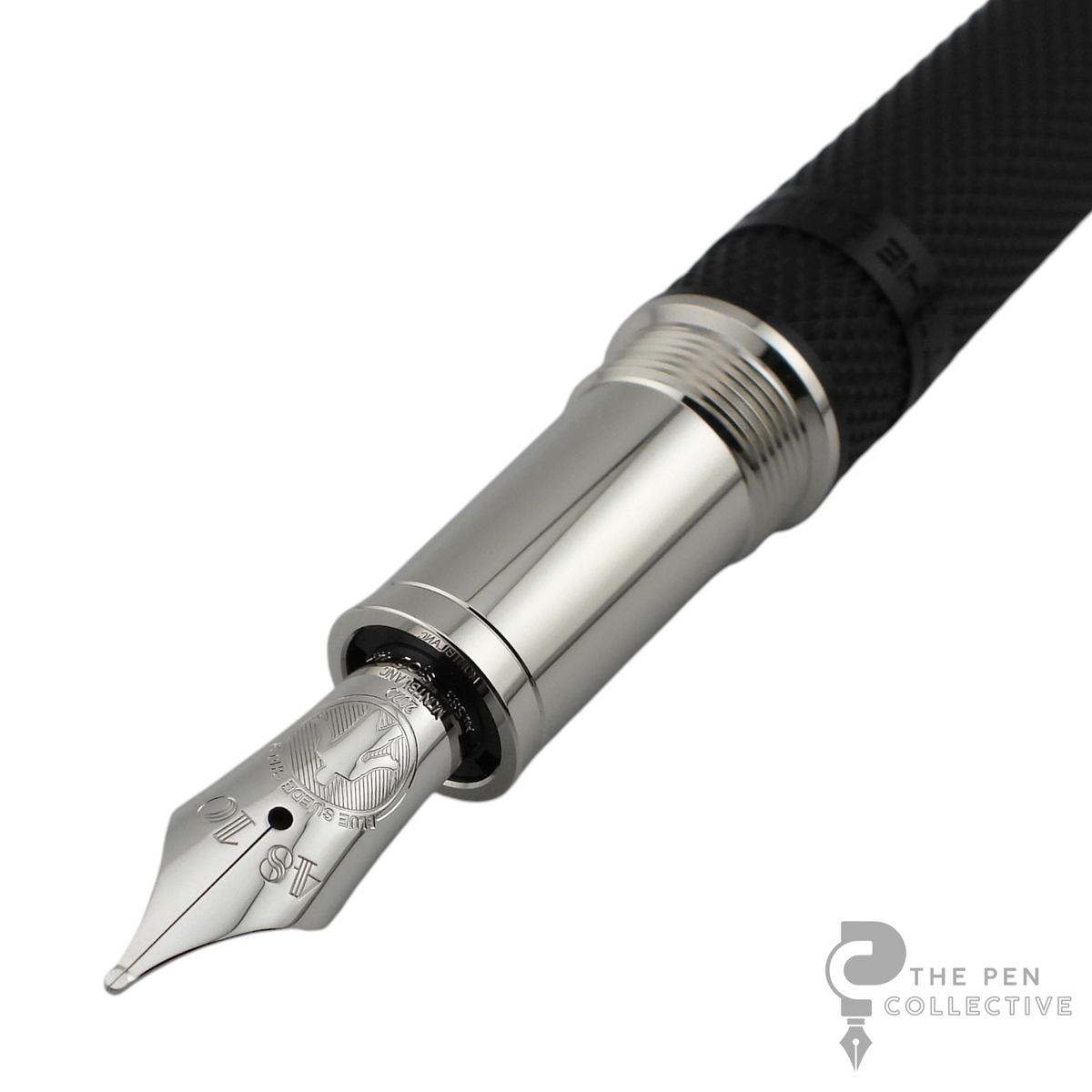 The Pen Collective Montblanc Elvis Presley fountain pen featuring a 14k gold nib engraved with Elvis portrait.