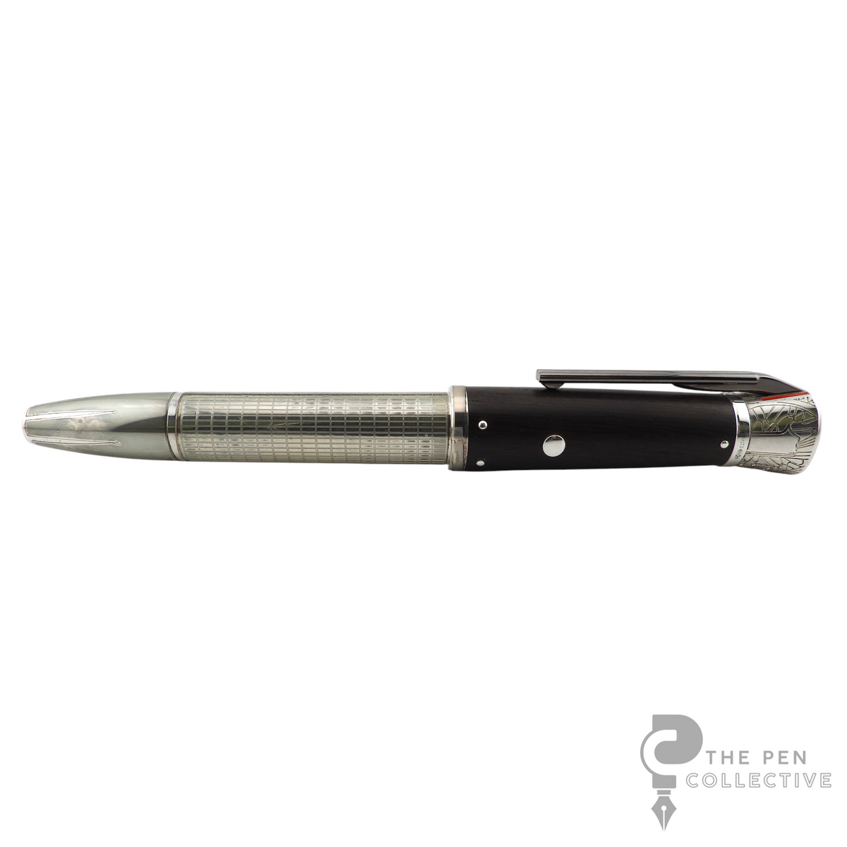 The Pen Collective Montblanc James Dean Limited Edition 1931 fountain pen with sterling silver and dark wood barrel.