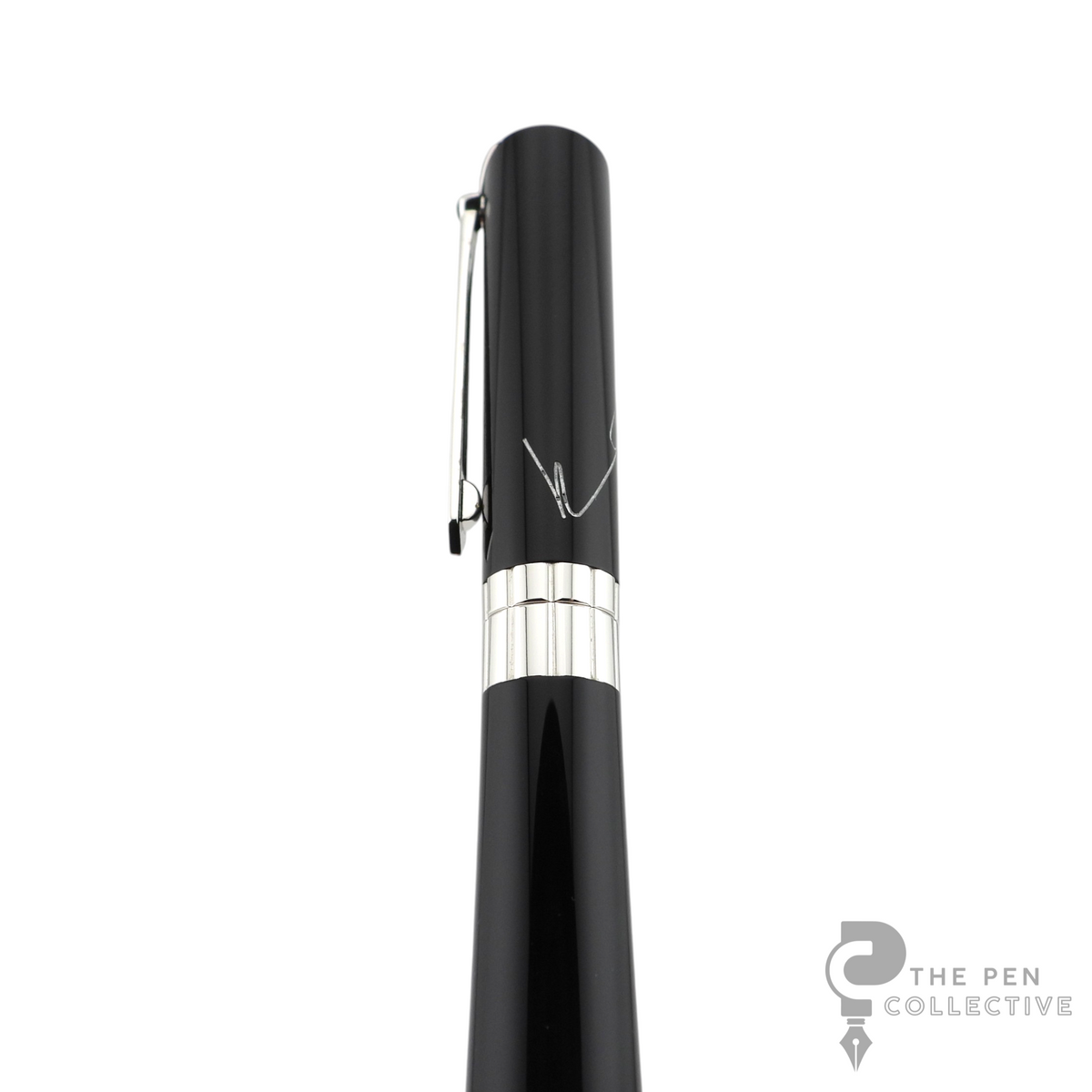The Pen Collective Montblanc Muses Marlene Dietrich fountain pen in black resin with platinum clip and signature.